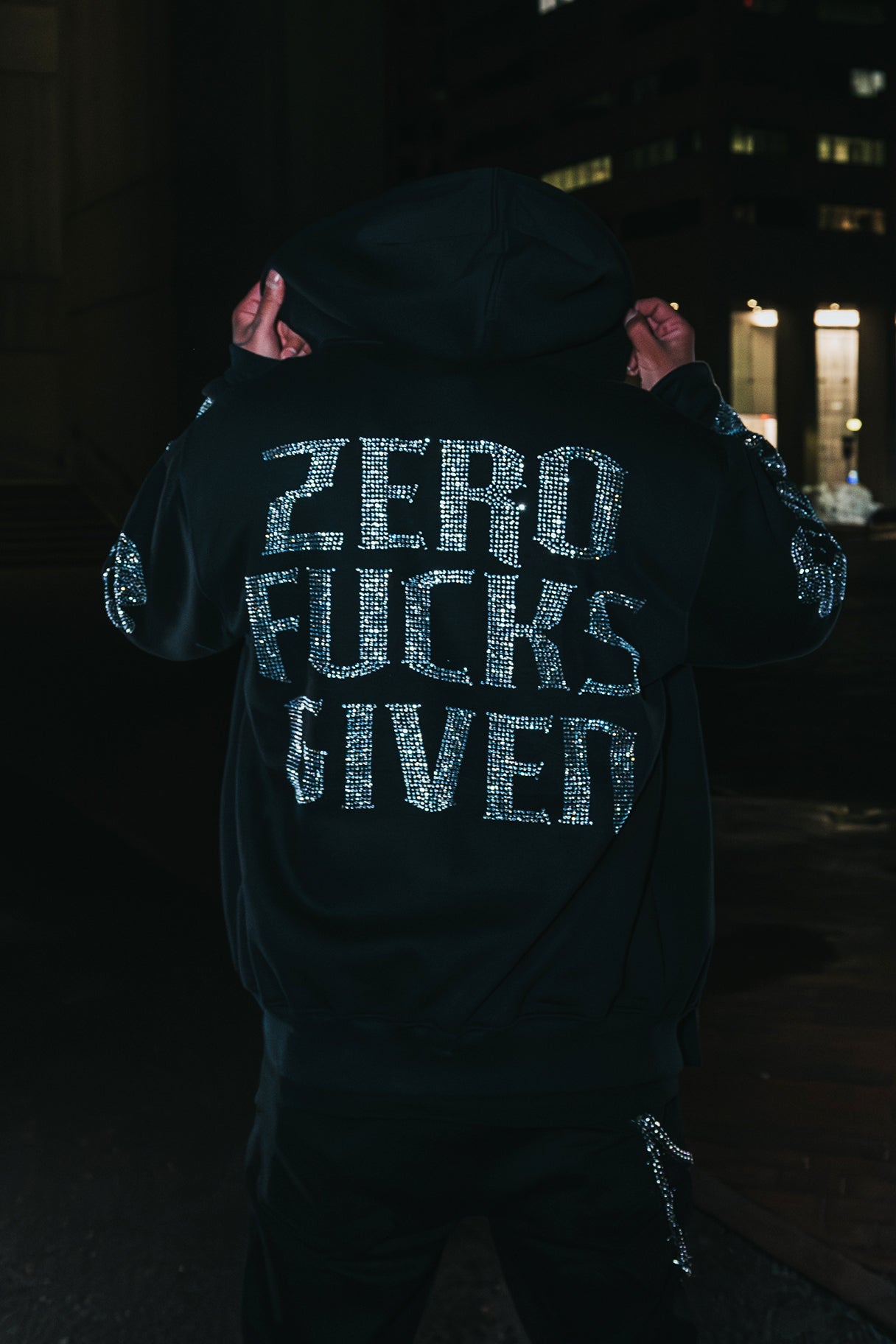 Boston Champs Zero Fucks Given Rhinestone Hoodie (Limited Drop / No Restock)