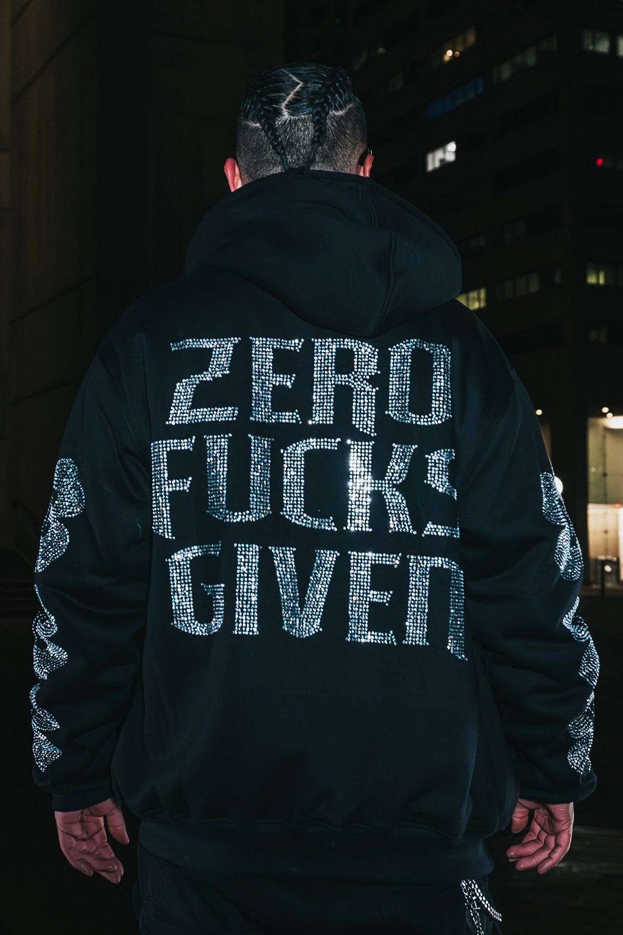 Boston Champs Zero Fucks Given Rhinestone Hoodie (Limited Drop / No Restock)