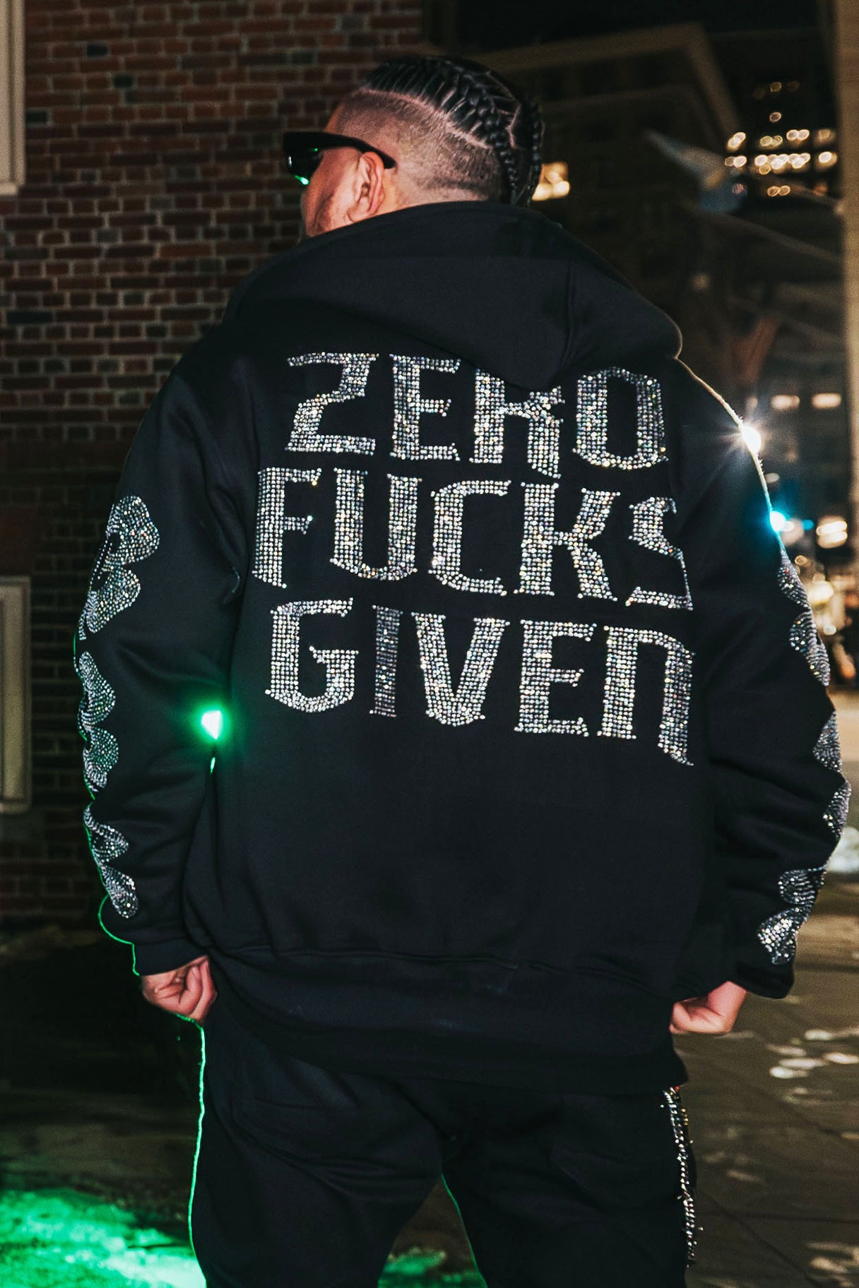 Boston Champs Zero Fucks Given Rhinestone Hoodie (Limited Drop / No Restock)